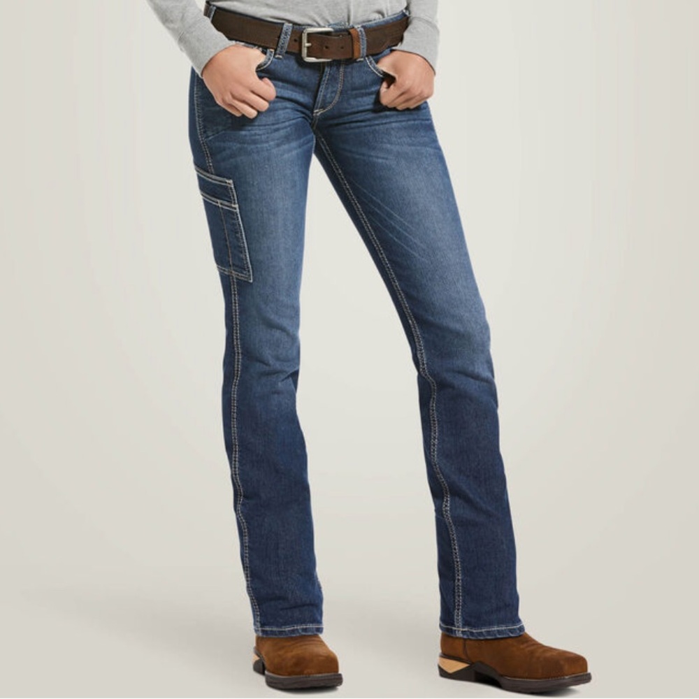 Ariat Women's Mid-Rise Rebar DuraStretch Riveter Straight‎ Leg Work Jeans 25S